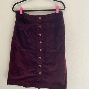Sonoma Corduroy Burgundy Knee Length Skirt Size 14